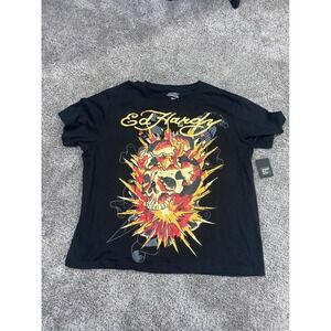 Ed Hardy Mens Exploding Skull Graphic Tee Black 2X Don Ed Hardy Designs NWT